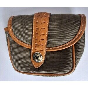 Weaver West Green Cordura Nylon Leather Trim Crossbody Saddle Bag EUC